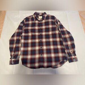 American Eagle Outfitters Men's Casual Plaid Shirt - Blue and Red